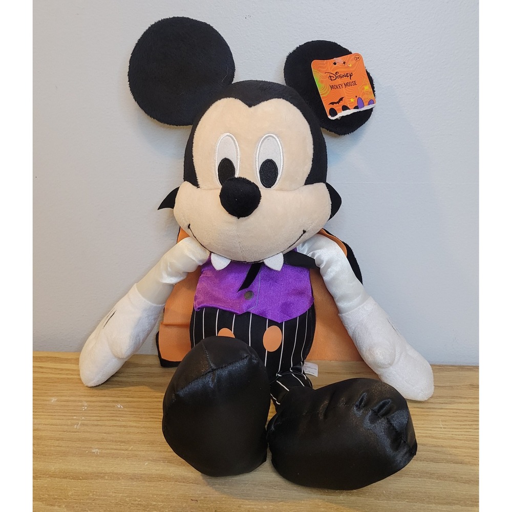 Disney Halloween Mickey Mouse Vampire Plush 19" Just Play Dracula Costume NWT
